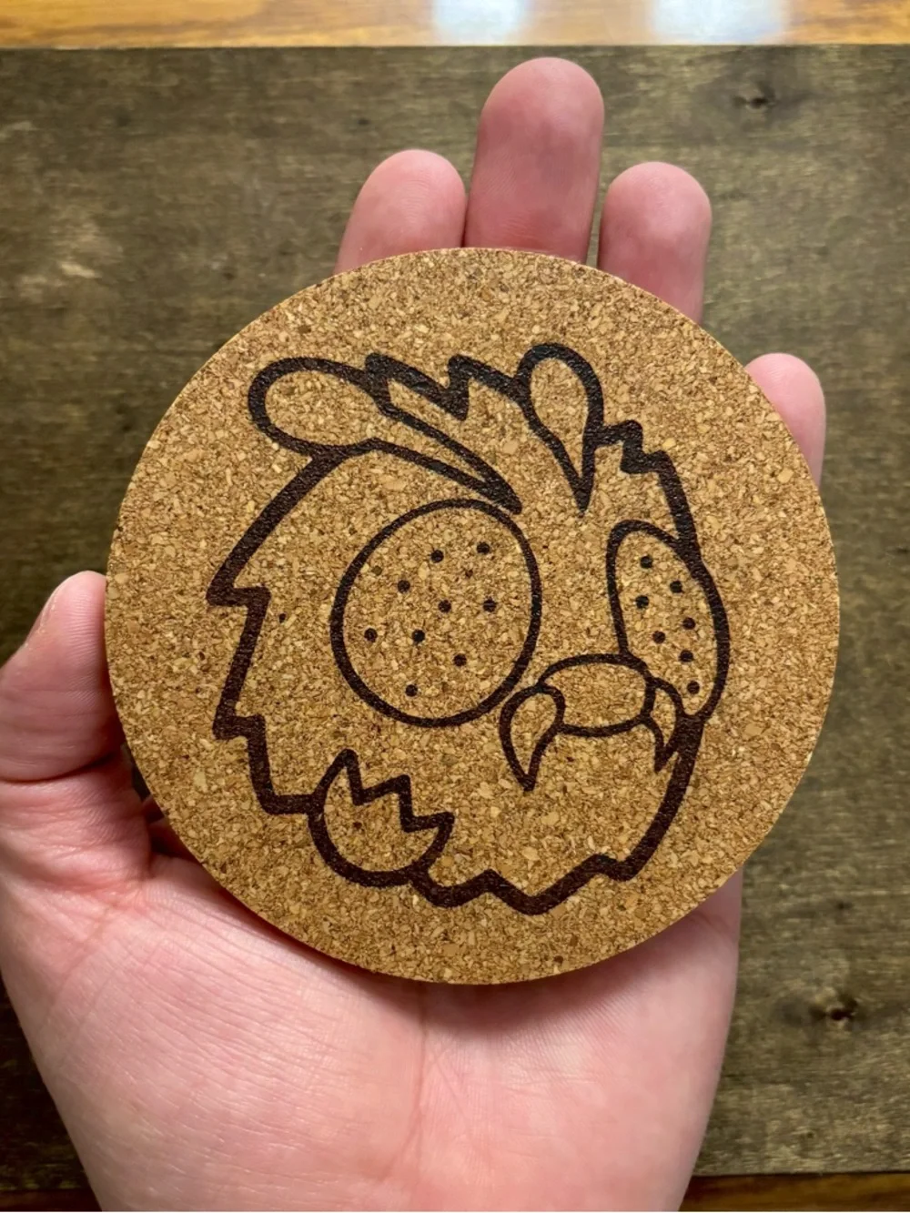 Pokemon Venonat Face Laser Engraved Cork Coaster